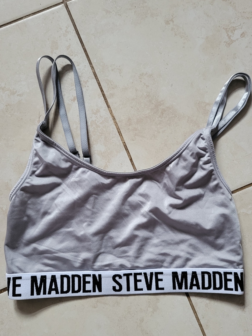 Steve Madden Light Gray Logo Band Bralette